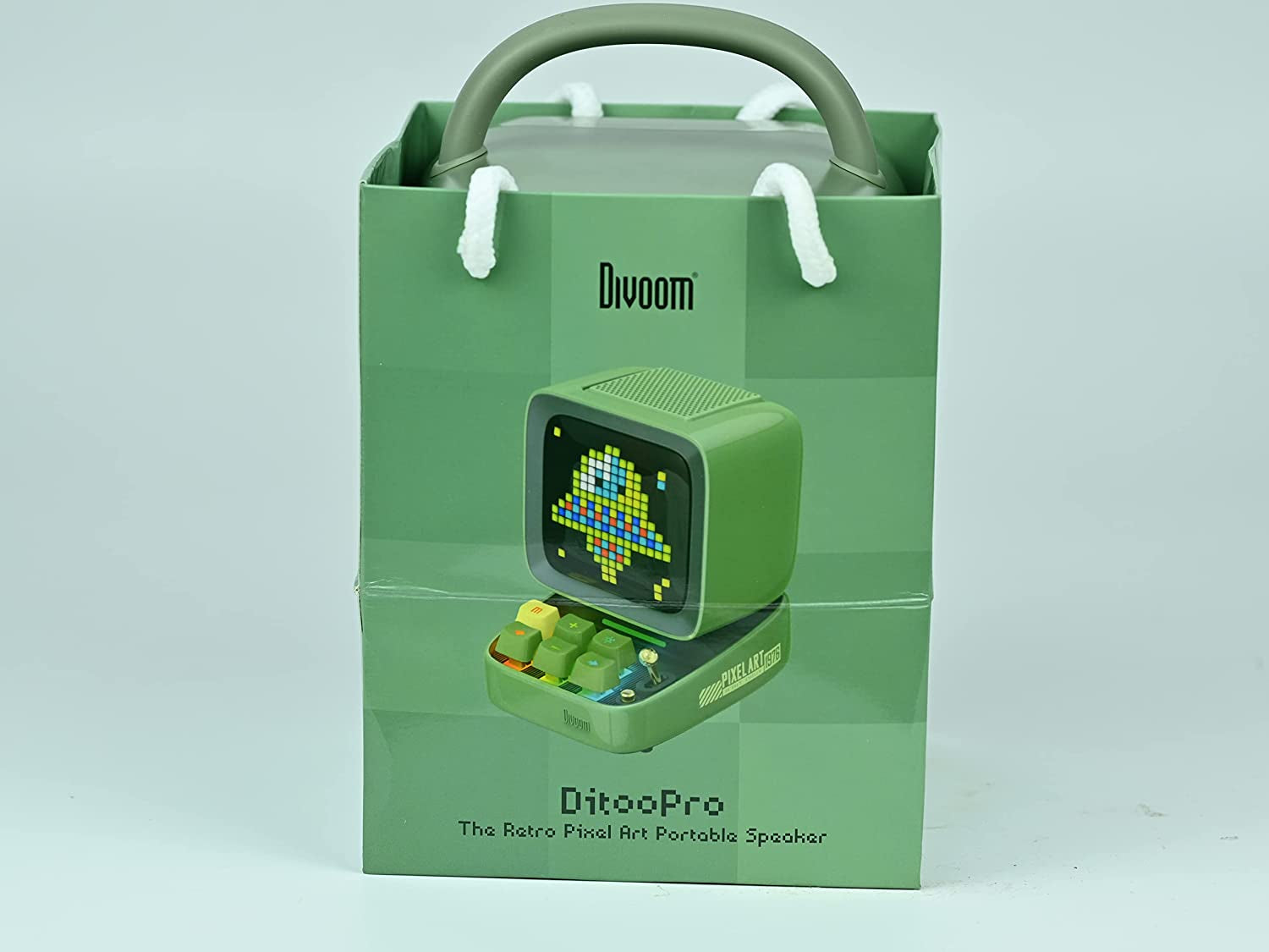 Ditoo Pro Programmable Pixel Art Led-Bluetooth-Speaker Showing-Clock Emoji DIY Design for Home Wedding Party Decoration with Wireless App Control (Green)