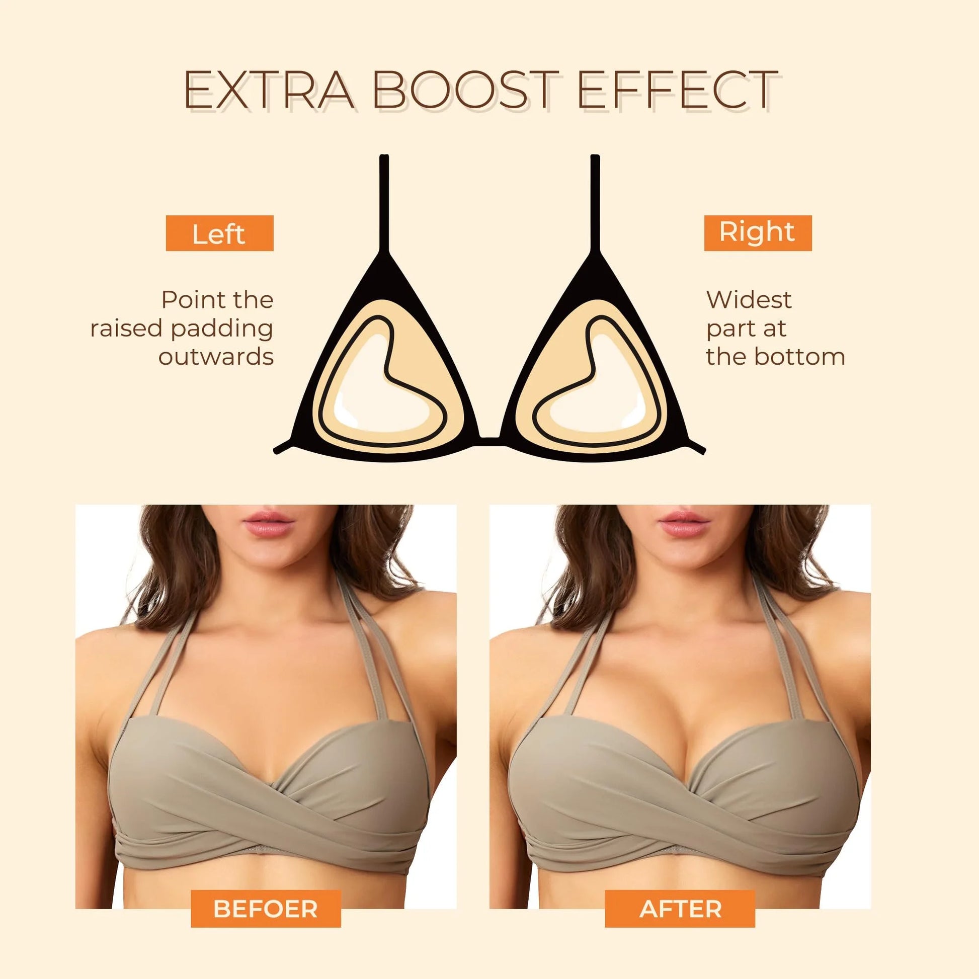Ultra Boost Bra Inserts Double-Sided Adhesive Bra Pads Sticky Bikini Padding Push up Bra Inserts for Swimsuit Sport Bra Pads, Small