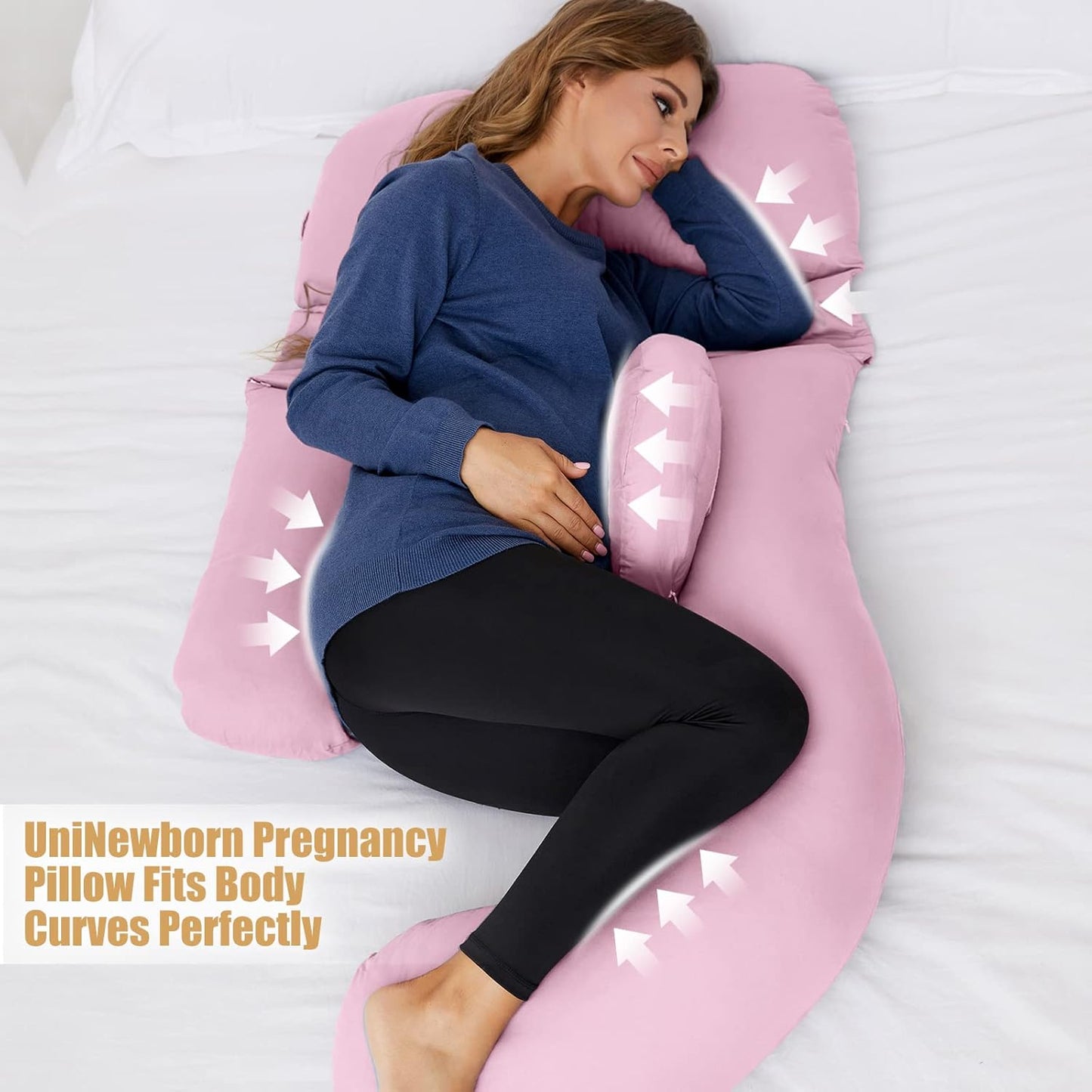 Sleep Better during Pregnancy Maternity Pillow - G-Shaped Support for Neck, Back, Belly, HIPS, and Legs - Removable Washable Cover - 5 Colors Available