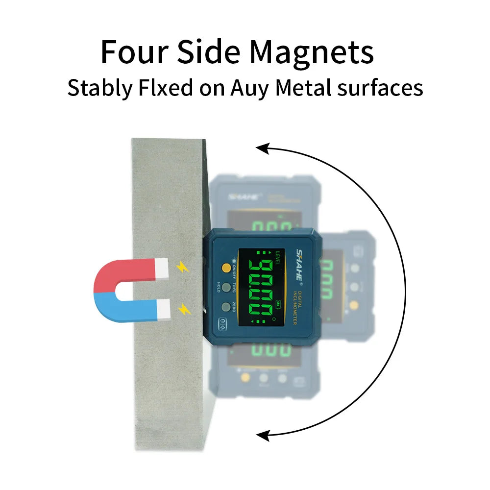 Digital Angle Finder Protractor, 2 in 1 Digital Level Angle Gauge Chargeable Digital Inclinometer Angle Measuring Tool