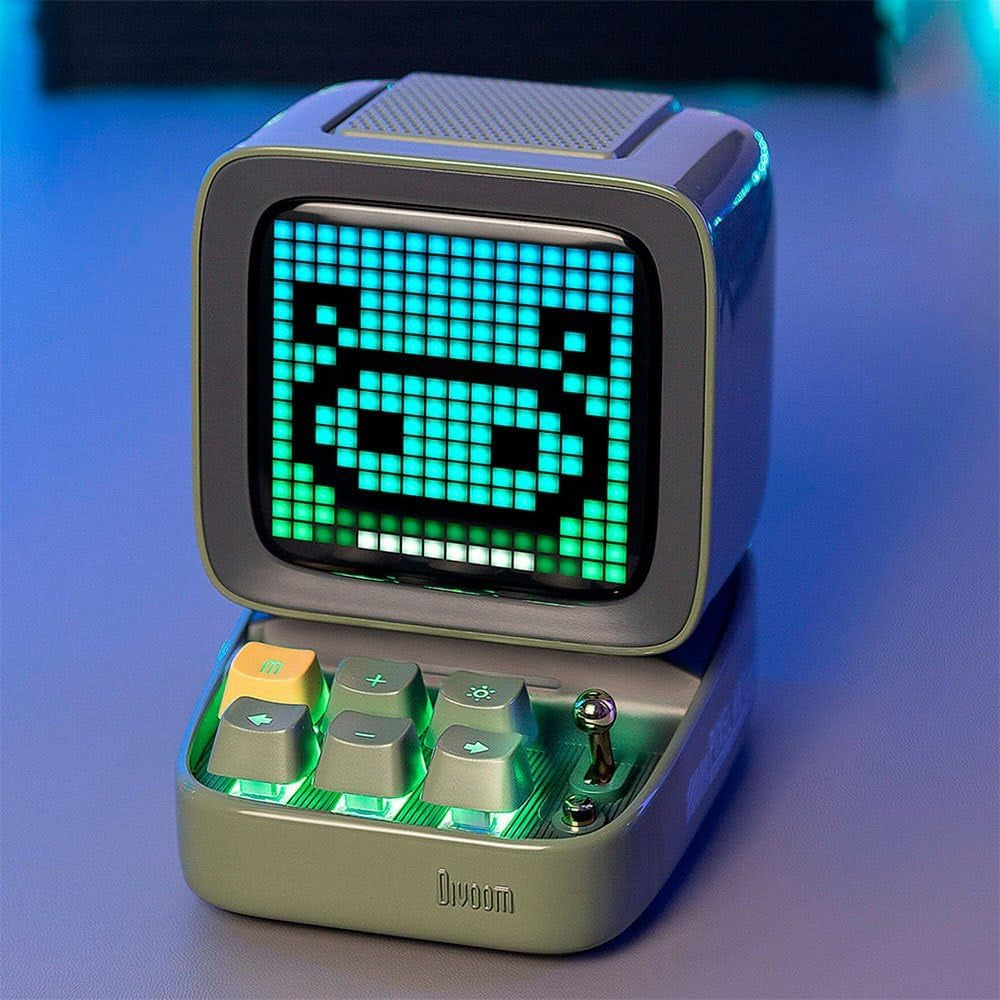 Ditoo Pro Programmable Pixel Art Led-Bluetooth-Speaker Showing-Clock Emoji DIY Design for Home Wedding Party Decoration with Wireless App Control (Green)