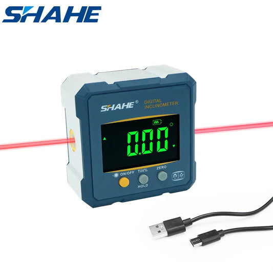 Digital Angle Finder Protractor, 2 in 1 Digital Level Angle Gauge Chargeable Digital Inclinometer Angle Measuring Tool