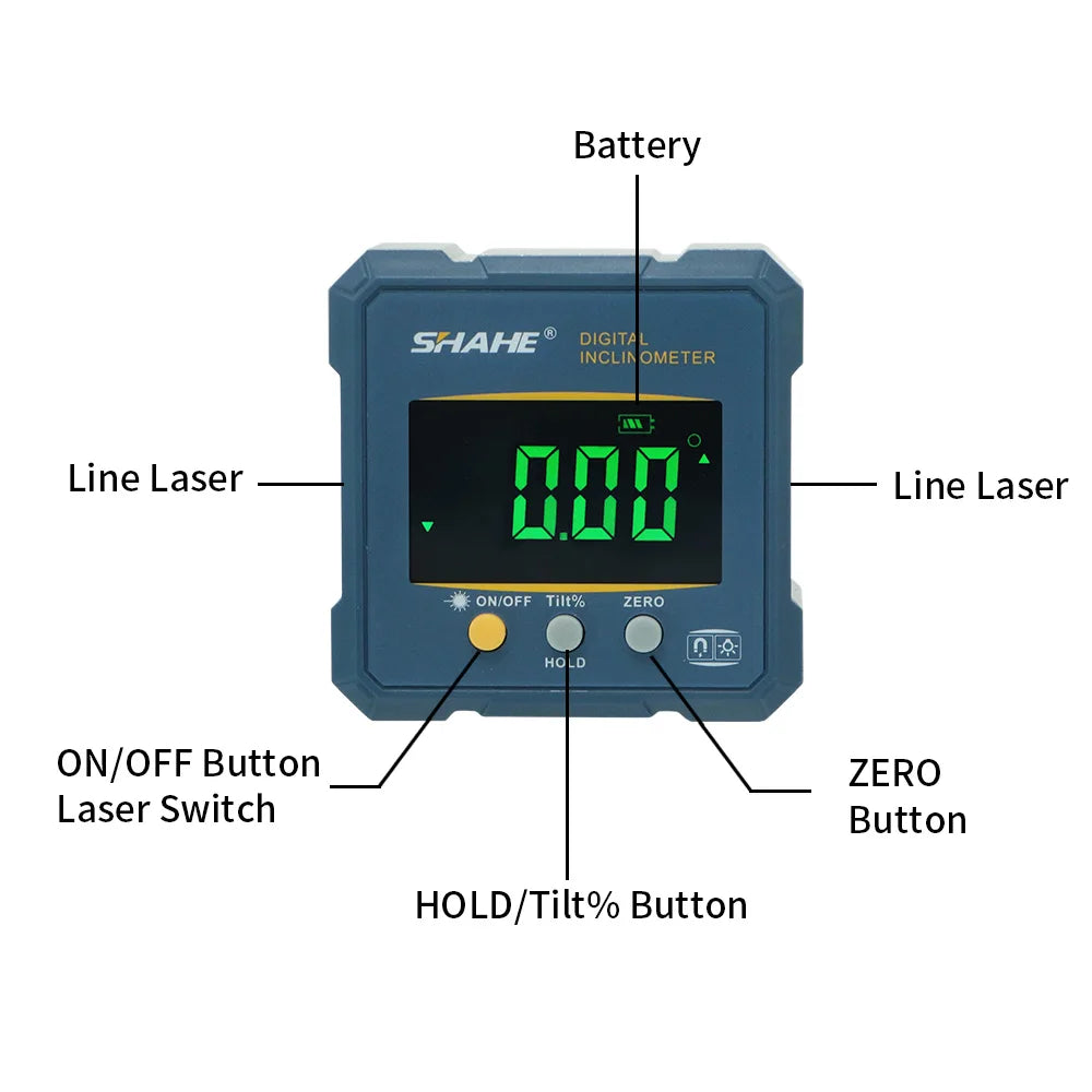 Digital Angle Finder Protractor, 2 in 1 Digital Level Angle Gauge Chargeable Digital Inclinometer Angle Measuring Tool