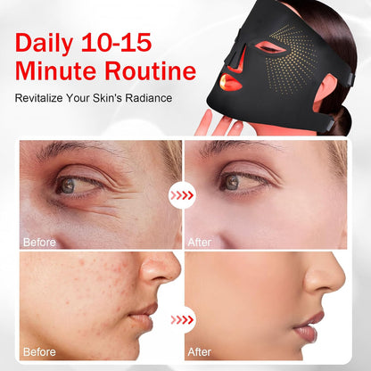 Red Light Therapy for Face, Red Light Therapy Mask, 7 Colors LED Facial Mask for Wrinkle Remove & anti Aging, Skin Care Home Use, Black (Upgraded Version)
