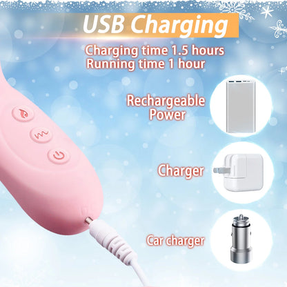 Thrusting Rabbit Vibrator for Women Pleasure Female Sex Toys with 7 Vibration & Telescopic & Rotating & Heating Mode, 5 in 1 Waterproof Adult Toy Silicone Stimulator for Couples
