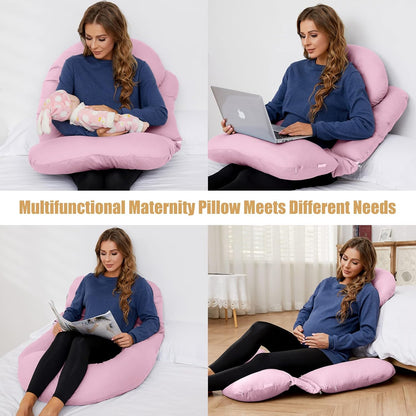 Sleep Better during Pregnancy Maternity Pillow - G-Shaped Support for Neck, Back, Belly, HIPS, and Legs - Removable Washable Cover - 5 Colors Available