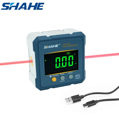 Digital Angle Finder Protractor, 2 in 1 Digital Level Angle Gauge Chargeable Digital Inclinometer Angle Measuring Tool